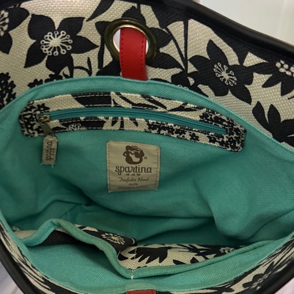 Spartina 449 Black and Cream Floral Shoulder Bag - Picture 3 of 12